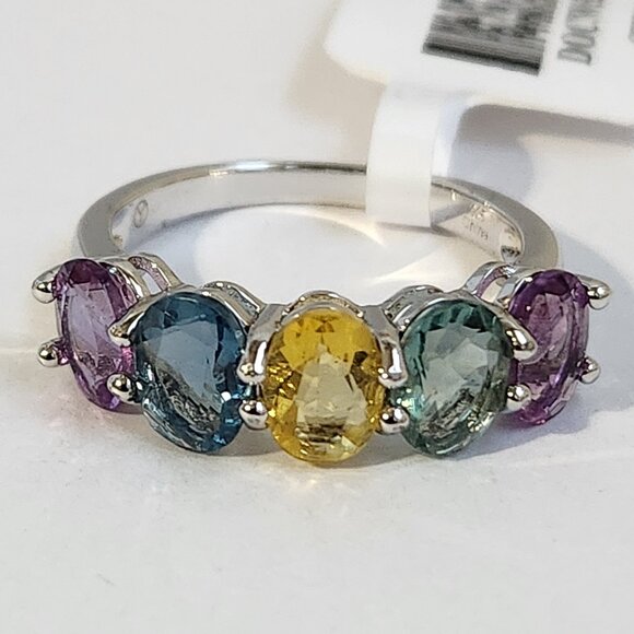 JTV Jewelry - VTG NWT 925 5.00ctw Multi Gemstone 5 Stone Ring Sz 9